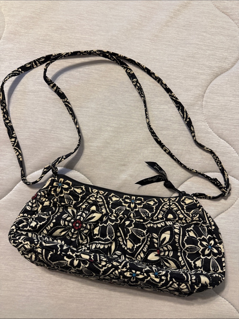 Vera Bradley Black & Cream Floral Quilted Crossbody